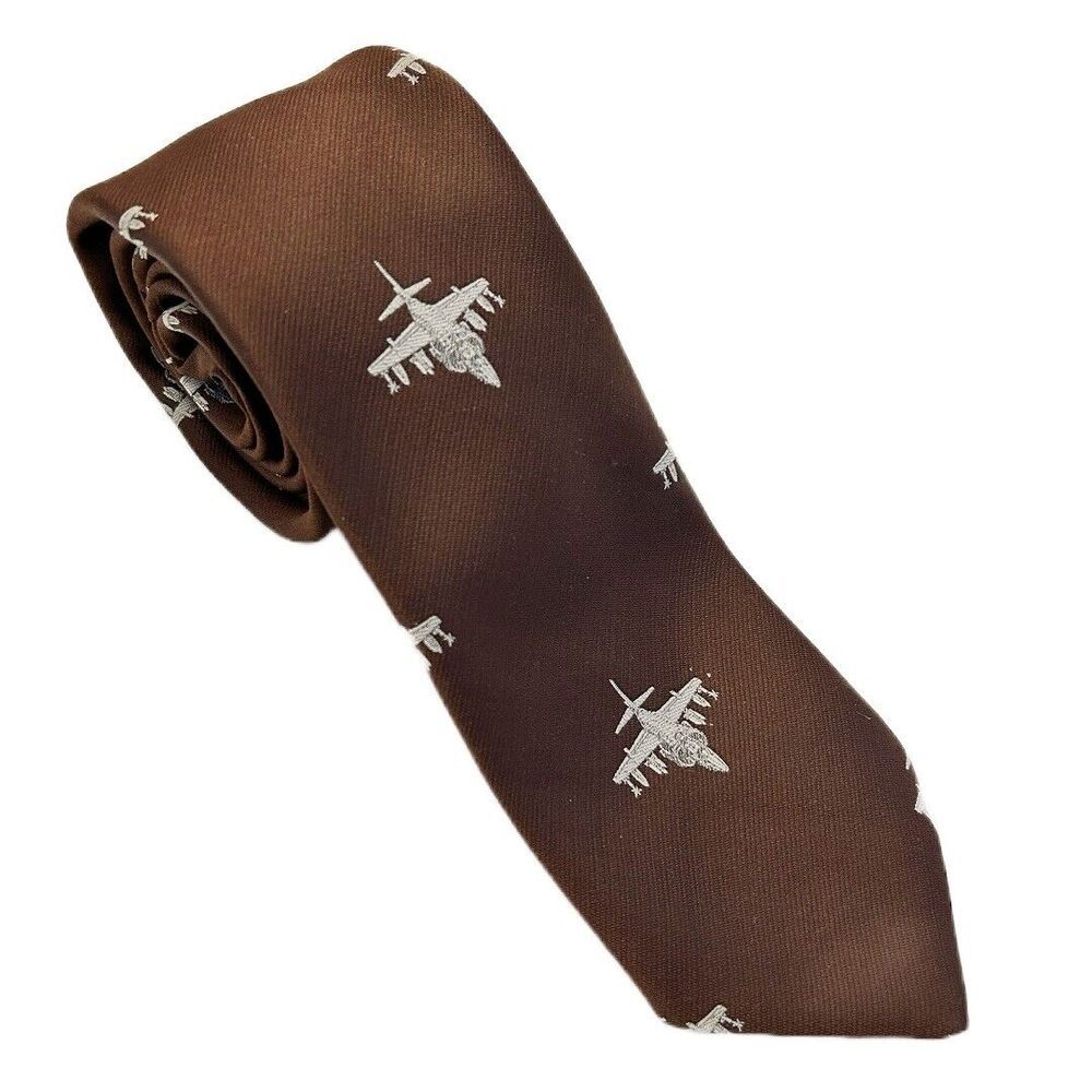 McDonnell Douglas Men's Vintage Fighter Jets Golden Clasp Tie 55 1/2" X 3 1/2"